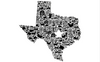 Collage of animals, plants, and farm equipment in the shape of Texas